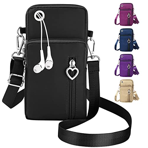 QXRXN Handytasche mit Geldbörse zum Umhängen Damen, Stoff Handytasche zum Umhängen Handy Umhängetasche Schultertasche Crossbody Tasche Geschenke für Frauen zum Geburtstag Weihnachten Klein Beige von QXRXN