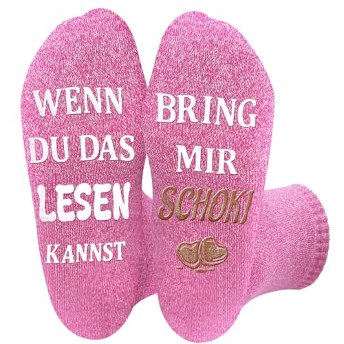 Lustige Geschenke für Frauen, Socken WENN DU DAS LESEN KANNST BRING MIR SCHOKI Muttertagsgeschenke für Mama, Socken mit Spruch Geburtstagsgeschenk Muttertag Valentinstag Jahrestag Geschenk für Sie von QXRXN