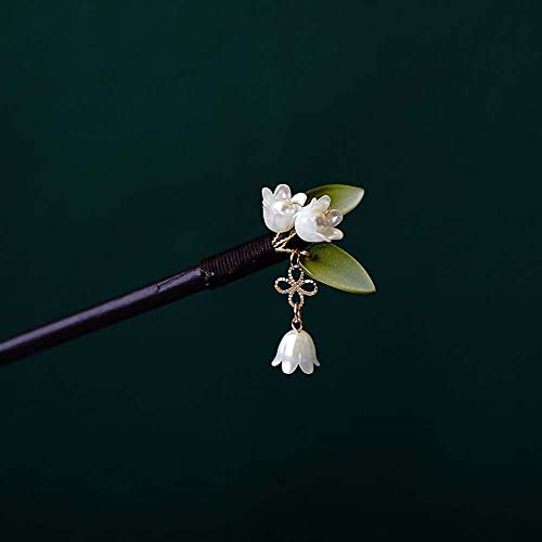 QXSJEDYCH Haarnadel Blume Haarstab, Lila Glocke Orchidee Antiker Stil Haarstab Schmetterling Quaste Hölzerne Haarnadel Chinesische Haarstyling Essstäbchen Schmuck(Gris) von QXSJEDYCH