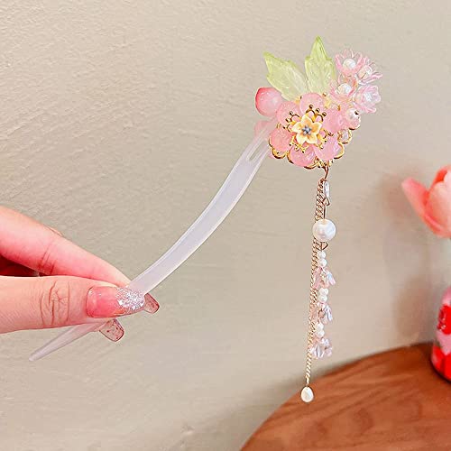 QXSJEDYCH Haarnadel Hanfu-Kopfbedeckung for Kinder im alten Stil Haarstöcke im chinesischen Stil Blume Quaste Anhänger Haarnadel Mädchen Haarstyling Clip Kopfschmuck Schmuck(F) von QXSJEDYCH