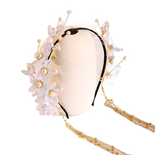 QXSJEDYCH Stirnbänder mit langen Quasten, Kunstperlenblätter, Tiaras und Kronen, Hanfu-Stirnschmuck für Damen und Mädchen, Haarschmuck, Schmuck (Stil 3) von QXSJEDYCH