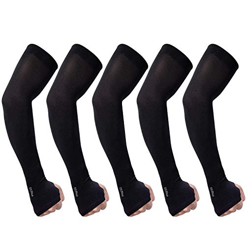QXURkut 5 Paar Kühlung Armlinge Damen Herren UV-Schutz Arm Stulpen Sport Ärmel mit Daumenloch Cooling Arm Sleeves für Laufen Radsport Wandern Golf Tennis von QXURkut