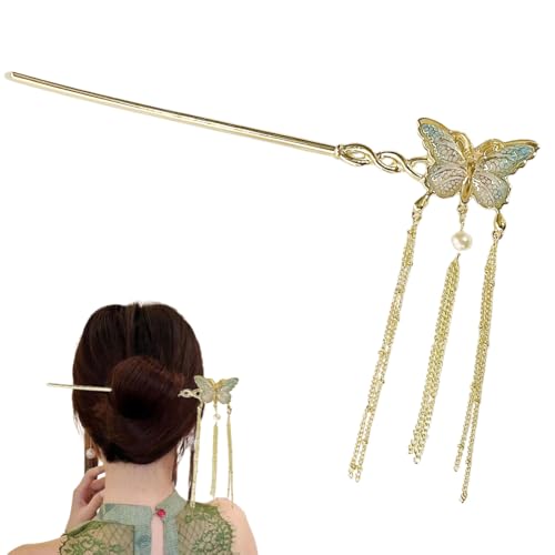 Haarstäbchen Schmetterling, Chinesische Haar Sticks für Frauen Mädchen,Haarnadeln Haarspange Hair Clip Haarreif Braut Damen Schmetterling Deko,Haarstock Hochzeit Haarkamm von QYEHF