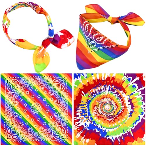 QYEHF 4PCS Gay Regenbogen Bandanas,Gay Pride Accessoire Regenbogen,Gay Pride Stirnband Streifen Paisley Mehrfarbig Halstuch,für Damen Herren Kopf Haar von QYEHF
