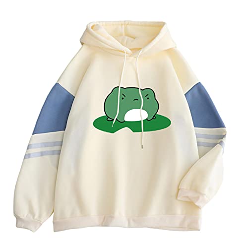 QYEW Frosch Skateboarding Sweatshirts, Warm Frosch Muster Hoodie Tops Niedlich Frosch Damen Sweatshirts Plus Fleece Hoodie Pärchen Pullover Hoodies, Geeignet für Männer Frauen Mehrere Größen von QYEW