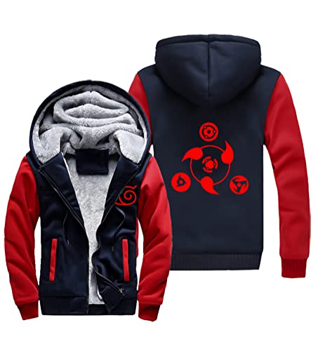 QYIFIRST Herren Damen Anime Hokage Sharingan Daunenjacke Fleece Warme Thermojacke Gefütterte Schneefeldjacke Reißverschluss Strickjacke Mantel Cosplay Kostüm Rot-B EU L von QYIFIRST