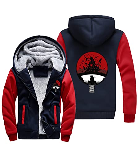 QYIFIRST Herren Damen Anime Hokage Uchiha Clan Uchiha Ichizoku Daunenjacke Fleece Warme Thermojacke Gefütterte Schneefeldjacke Reißverschluss Strickjacke Mantel Cosplay Kostüm Rot-D EU L von QYIFIRST