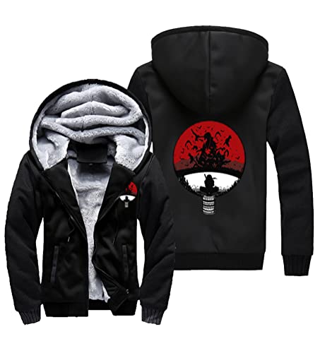 QYIFIRST Hokage Uchiha Clan Uchiha Ichizoku Daunenjacke Fleece Warme Thermojacke Gefütterte Schneefeldjacke Reißverschluss Strickjacke Mantel EU L von QYIFIRST