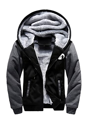 QYIFIRST Herren Damen Anime Whitebeard Edward Newgate Daunenjacke Fleece Warme Thermojacke Gefütterte Schneefeldjacke Reißverschluss Strickjacke Mantel Cosplay Kostüm Schwarz-B EU L von QYIFIRST