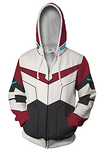 QYIFIRST Herren Jacke Shiro Keith Mantel Cosplay Kostüm Zip-Up Hoodie Leichte Gedruckt Jacket mit Taschen Rot/Weiß L (Chest 110cm) von QYIFIRST