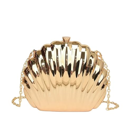 QYZXTH Abendtaschen Muschelform Damen Clutch Hochzeit Braut Handtasche Perlen Perlen Mode Muschel Kette Party Taschen(Gold) von QYZXTH