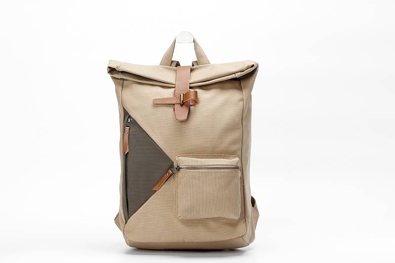Back To School Wasserdicht Faltentop Rucksack Aus Segeltuch Und Leder Khaki von QYbagShop