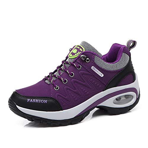 QZBAOSHU Damen Abnehmen Walkingschuhe Turnschuhe Fitness Keile Plattform Schuhe Sneakers（36,Violett Luftkissen von QZBAOSHU