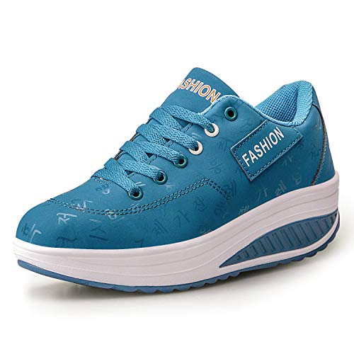 QZBAOSHU Damen Abnehmen Walkingschuhe Turnschuhe Fitness Keile Plattform Schuhe Sneakers(40,Blau QZBAOSHU Damen Abnehmen Walkingschuhe Turnschuhe Fitness Keile Plattform Schuhe Sneakers(40,Blau von QZBAOSHU