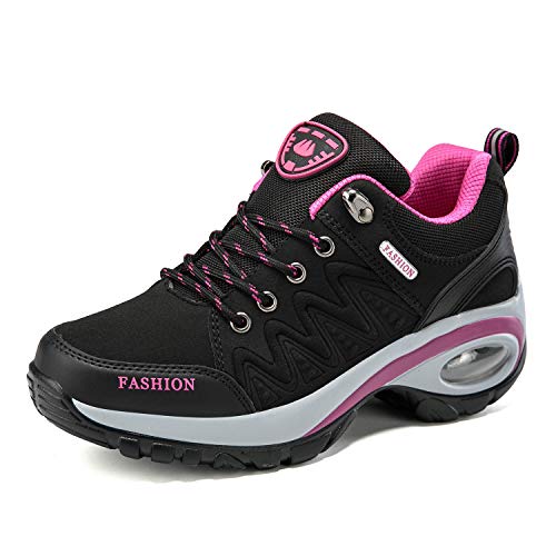 QZBAOSHU Damen Abnehmen Walkingschuhe Turnschuhe Fitness Keile Plattform Schuhe Sneakers（40,Schwarz Luftkissen von QZBAOSHU