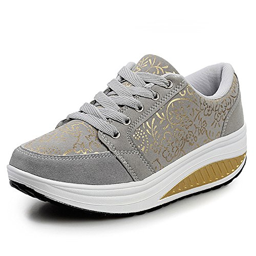 QZBAOSHU Damen Abnehmen Walkingschuhe Turnschuhe Fitness Keile Plattform Schuhe Sneakers 35 EU,Grau QZBAOSHU Damen Abnehmen Walkingschuhe Turnschuhe Fitness Keile Plattform Schuhe Sneakers 35 EU,Grau von QZBAOSHU
