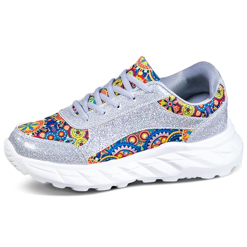 QZBAOSHU Damen abnehmen Walkingschuhe Turnschuhe Fitness Keile Plattform Schuhe Sneakers A Silver 41 EU von QZBAOSHU