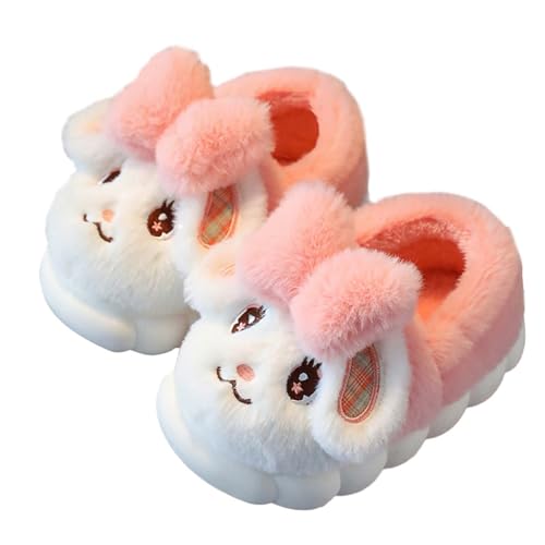 QZBAOSHU Mädchen Hasen Hausschuhe Baby Niedliche Warme Weiche Flauschige Hausschuhe Memory Schaum Plüschfutter Rutschfeste Gummisohle Indoor und Outdoor Rosa 30/31 EU von QZBAOSHU