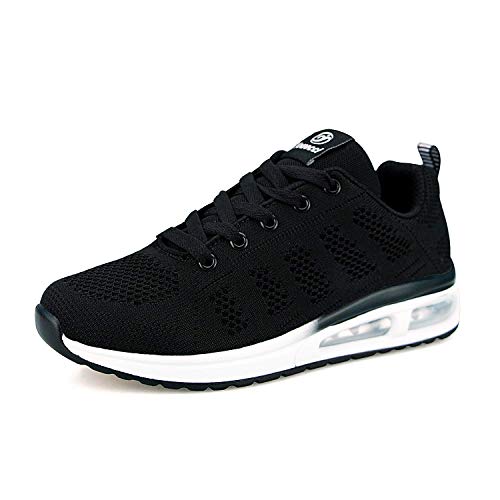 Turnschuhe Damen Luftkissen Sportschuhe Frauen Leicht Laufschuhe Fitnessschuhe Hallenschuhe Damen 41 EU,Schwarz von QZBAOSHU