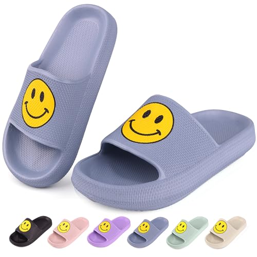 Kinder Badelatschen Mädchen Badeschlappen Sommer Dusch Badeschuhe rutschfest Sandalen Hausschuhe Jungen Badeschlappen Strand Sandalen Pool Blau EU37 von QZCEO