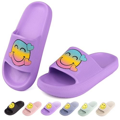 Kinder Badelatschen Mädchen Badeschlappen Sommer Dusch Badeschuhe rutschfest Sandalen Hausschuhe Jungen Badeschlappen Strand Sandalen Pool Violett EU35 von QZCEO