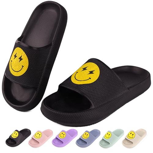 Kinder Badelatschen Mädchen Badeschlappen Sommer Dusch Badeschuhe rutschfest Sandalen Hausschuhe Jungen Badeschlappen Strand Sandalen Pool Schwarz EU34 von QZCEO