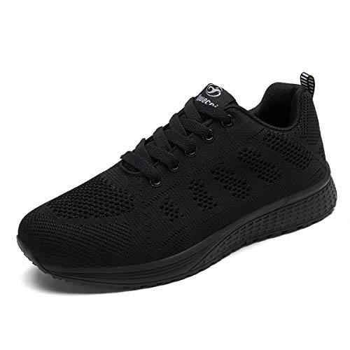 QZCEO Damen Sneaker Laufschuhe Turnschuhe Freizeitschuhe Sportlich rutschfeste Breathable Schuhe Outdoor Fitnessschuhe(44EU/CN44,Schwarz) von QZCEO