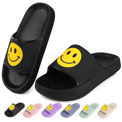 Kinder Badelatschen Mädchen Badeschlappen Sommer Dusch Badeschuhe rutschfest Sandalen Hausschuhe Jungen Badeschlappen Strand Sandalen Pool Schwarz EU29 von QZCEO