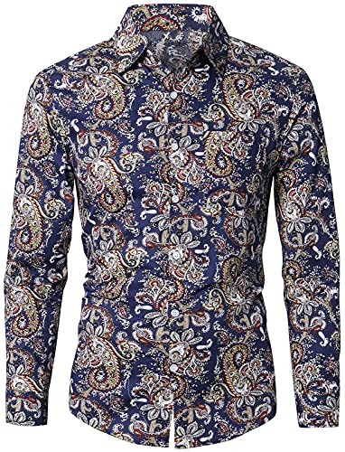 Emaor Herren Stilvoll Floral Langarmshirt & Kurzarm Hemd - Blau - X-Groß Emaor Herren Stilvoll Floral Langarmshirt & Kurzarm Hemd - Blau - X-Groß von QZH.DUAO