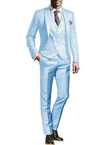 QZI Herren Anzug Peak Lapel Slim Fit DREI Teile Set Hochzeitstuxedo von QZI