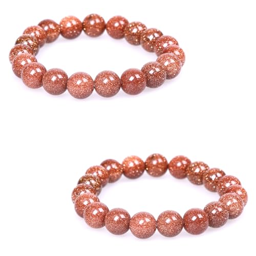 QZKJQDD Anxiety Ring, Anti Stress, Shade Anxiety Ring, Naturstein Perlen Angst, Stressring Ringe, für Panikattacken Daumenring,Finger Stimmungsring, Frauen (Kastanienbraun-2 Stück) von QZKJQDD