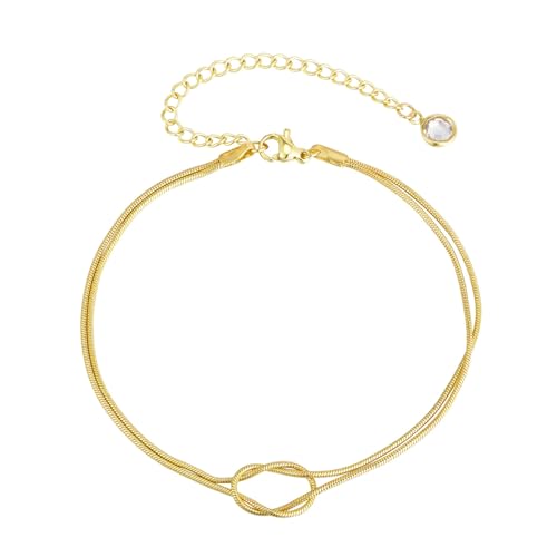 QZKJQDD Goldarmbänder, Armband Damen, Armbänder Damen Gold, Verstellbare Stapelbare Herz Knoten, zierliche Schlangenkette, Unendlichkeitsarmband, Goldschmuck, Geschenke für Frauen von QZKJQDD