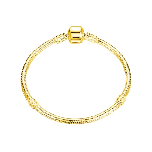 QZKJQDD Charm Armband Silber 925 Damen, Armbänder Quadratische Schnalle Serie Schlangenketten Bracelet, Charms Armband Damen Silber Anhänger Armbänder, Bettelarmband Schmuck (Gold) von QZKJQDD