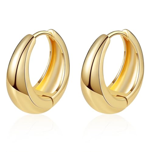 QZKJQDD 2 Stück Creolen Ohrring für Damen, Ohrringe Gold, Goldene Ohrringe Damen, Hypoallergene Ohrringe Chunky Gold Creolen Kleine Huggie Teardrop Ohrstecker für Frauen Mädchen von QZKJQDD