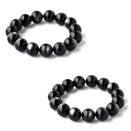 QZKJQDD Anxiety Ring, Anti Stress, Shade Anxiety Ring, Naturstein Perlen Angst, Stressring Ringe, für Panikattacken Daumenring,Finger Stimmungsring, Frauen (Schwarz-2 Stück) von QZKJQDD