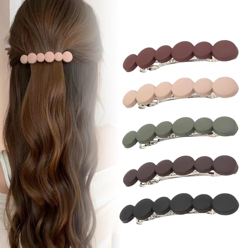 QZKJQDD 5 Stück Französische Haarspangen, Automatischer Französische, Haarspange, Volumenclip, French Barrette Clip, Bunte Haarspangen, Hair Clip für Mädchen und Frauen (Fünf Farben) von QZKJQDD