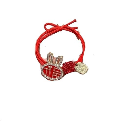 QZLNONTK 2025 Jahr der Schlange Rote Haargummis for Frauen | Neujahrs-Pferdeschwanzhalter | Festlicher Haarschmuck(Rabbit Ears Red Rope.) von QZLNONTK