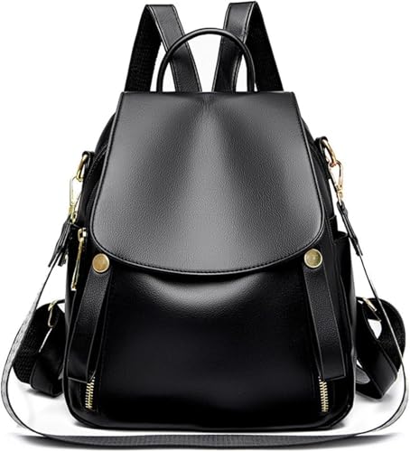 QZLNONTK Modische Damen-Umhängetasche – Diebstahlsicherer Reiserucksack aus weichem Leder for Damen – Outdoor-Tasche mit großem Fassungsvermögen(Black) von QZLNONTK