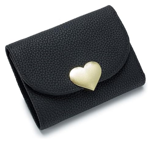 QZLNONTK Modische Ledergeldbörse for Damen | Kurzes Kreditkartenetui | Strukturiertes Design | Geldbörse | Mehrere Kartenfächer(Black) von QZLNONTK