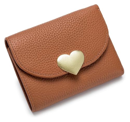QZLNONTK Modische Ledergeldbörse for Damen | Kurzes Kreditkartenetui | Strukturiertes Design | Geldbörse | Mehrere Kartenfächer(Bruin) von QZLNONTK