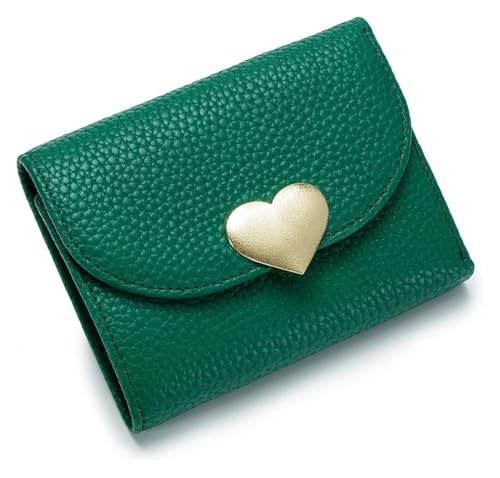 QZLNONTK Modische Ledergeldbörse for Damen | Kurzes Kreditkartenetui | Strukturiertes Design | Geldbörse | Mehrere Kartenfächer(Dark Green) von QZLNONTK