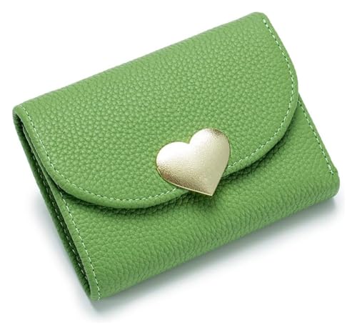 QZLNONTK Modische Ledergeldbörse for Damen | Kurzes Kreditkartenetui | Strukturiertes Design | Geldbörse | Mehrere Kartenfächer(Light Green) von QZLNONTK