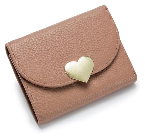 QZLNONTK Modische Ledergeldbörse for Damen | Kurzes Kreditkartenetui | Strukturiertes Design | Geldbörse | Mehrere Kartenfächer(Rose Brown) von QZLNONTK