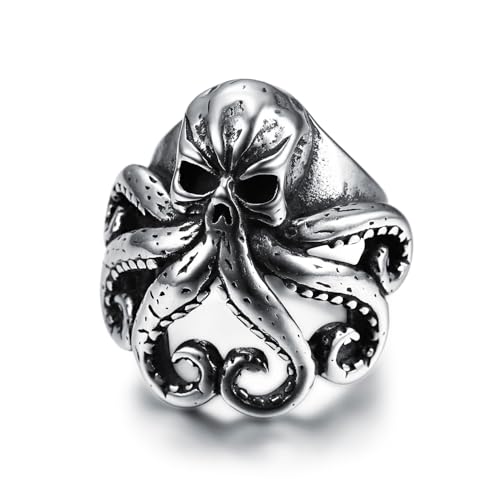 QZLNONTK Personalisierter Oktopusring for Männer – Statement-Ring im Retro-Punk-Stil(Gray_8) von QZLNONTK