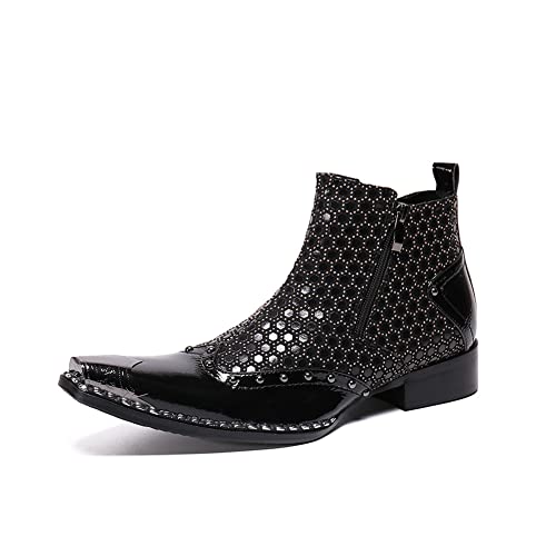 QZMX Herren Schwarze Uniform & Berufsschuhe,Cowboystiefel für Herren Stiefeletten Cowboy Stiefel Westernstiefel Lederstiefel Knöchel Stiefel Größe EU 39-46,EU 45 Black QZMX Herren Schwarze Uniform & Berufsschuhe,Cowboystiefel für Herren Stiefeletten Cowboy Stiefel Westernstiefel Lederstiefel Knöchel Stiefel Größe EU 39-46,EU 45 Black von QZMX
