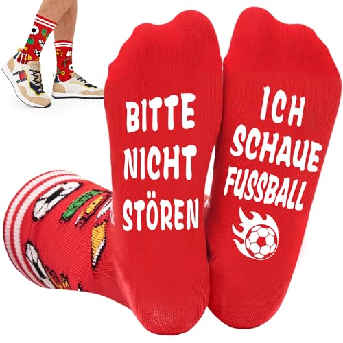 Geschenke für Männer Fußball Socken mit Spruch Bitte Nicht Stören Ich Schaue Fussball Socken Valentinstag Geburtstag Geschenk für ihn Weihnachtsgeschenke für Männer Teenager Jungen Fussballfan Lustig von QZOSZ