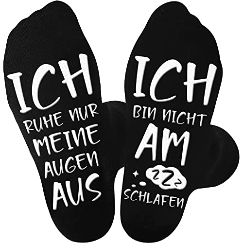 Papa Geschenk Geburtstag, Opa Geschenke Lustig Socken mit Spruch Ich Bin Nicht Am Schlafen Ich Ruhe Nur Meine Augen Aus Herren 43-46, Geburtstagsgeschenk Weihnachtsgeschenke für Männer Kleinigkeit von QZOSZ