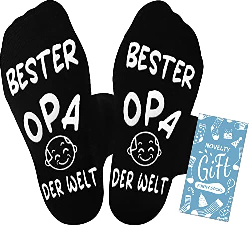 Opa Geschenk Geburtstag Socken mit Spruch Bester Opa der Welt Kleine Weihnachtsgeschenke für Männer, Rentner Geschenk Geburtstagsgeschenk Vatertagsgeschenke Weihnachten Geschenke für Opa Socken 43-46 von QZOSZ