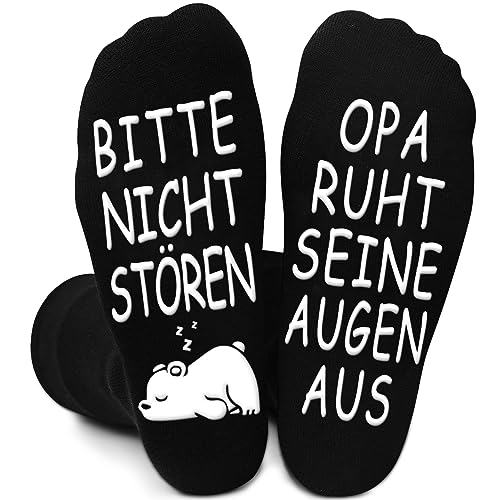 QZOSZ Opa Geschenk Socken, Socken mit Spruch Bitte nicht stören Opa ruht seine Augen aus Weihnachten Geschenke Rentner Geschenk Mann 43-46, Lustige Geburtstagsgeschenk Weihnachtsgeschenke für Männer von QZOSZ