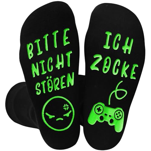 Socken mit Spruch Bitte Nicht Stören Ich Zocke, Lustige Gaming Socken Coole Weihnachten Geschenke für Gamer, Baumwolle Wintersocken Kleine Weihnachtsgeschenke für Männer Teenager Jungs zum Geburtstag von QZOSZ